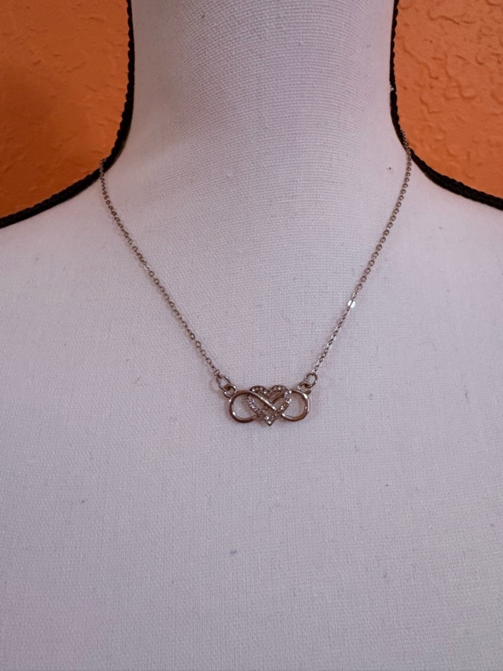 Sterling-Style Silver Heart & Infinity Pendant Necklace